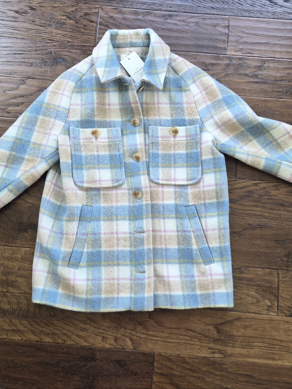 *NWT* [Sezane] Armand Coat In Pastel Tartan, 100% Wool, Size 38/6 - Picture 3 of 12
